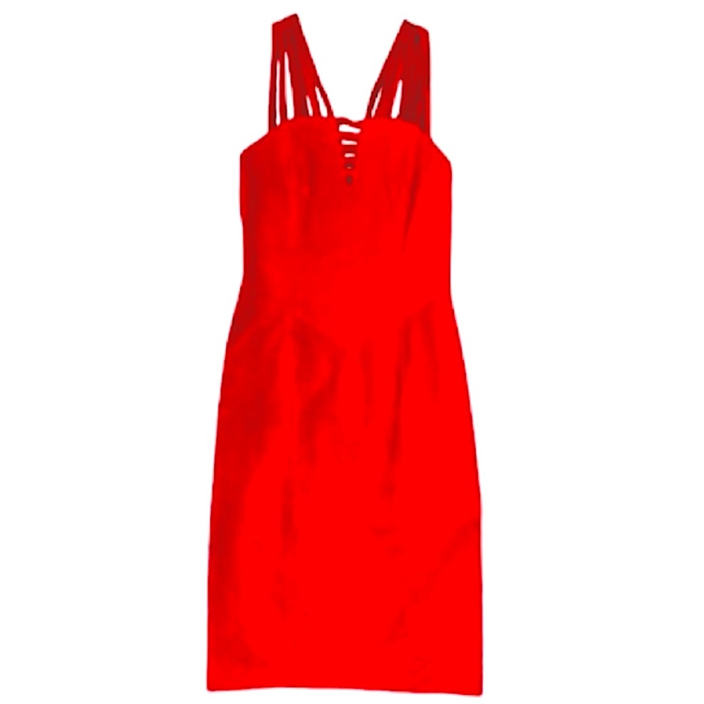 Danier Red Suede Straps Mid Dress Size M